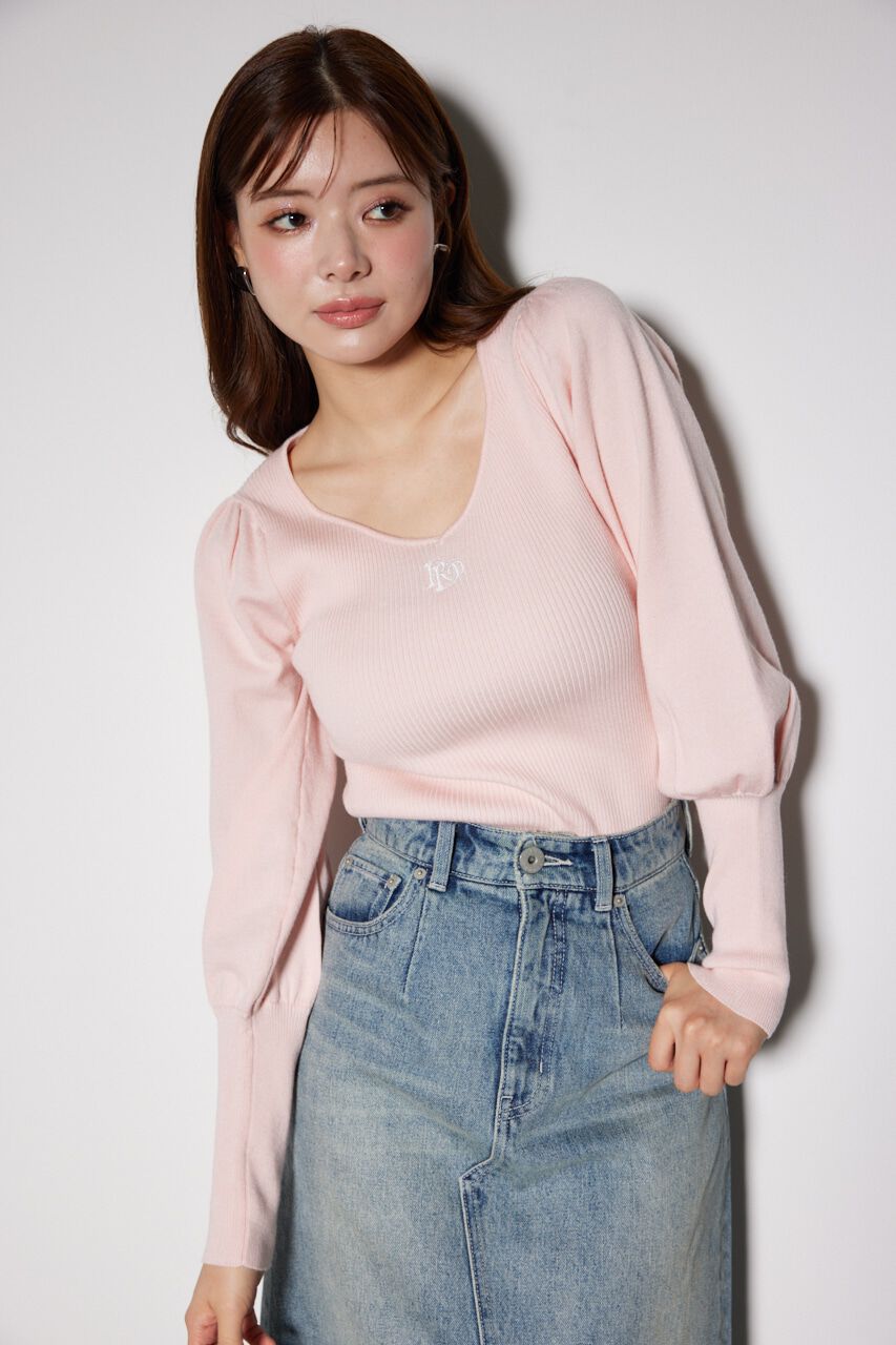 rienda「ダイヤネックウォッシャブルニットトップス」|ニット・セーター|