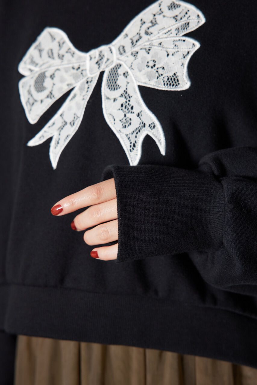 rienda「レースリボンモチーフスウェットトップス」|Tシャツ・カットソー|