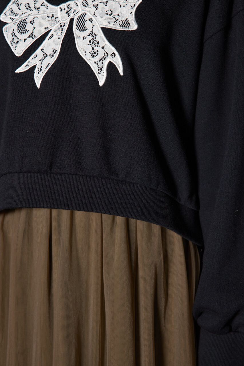 rienda「レースリボンモチーフスウェットトップス」|Tシャツ・カットソー|