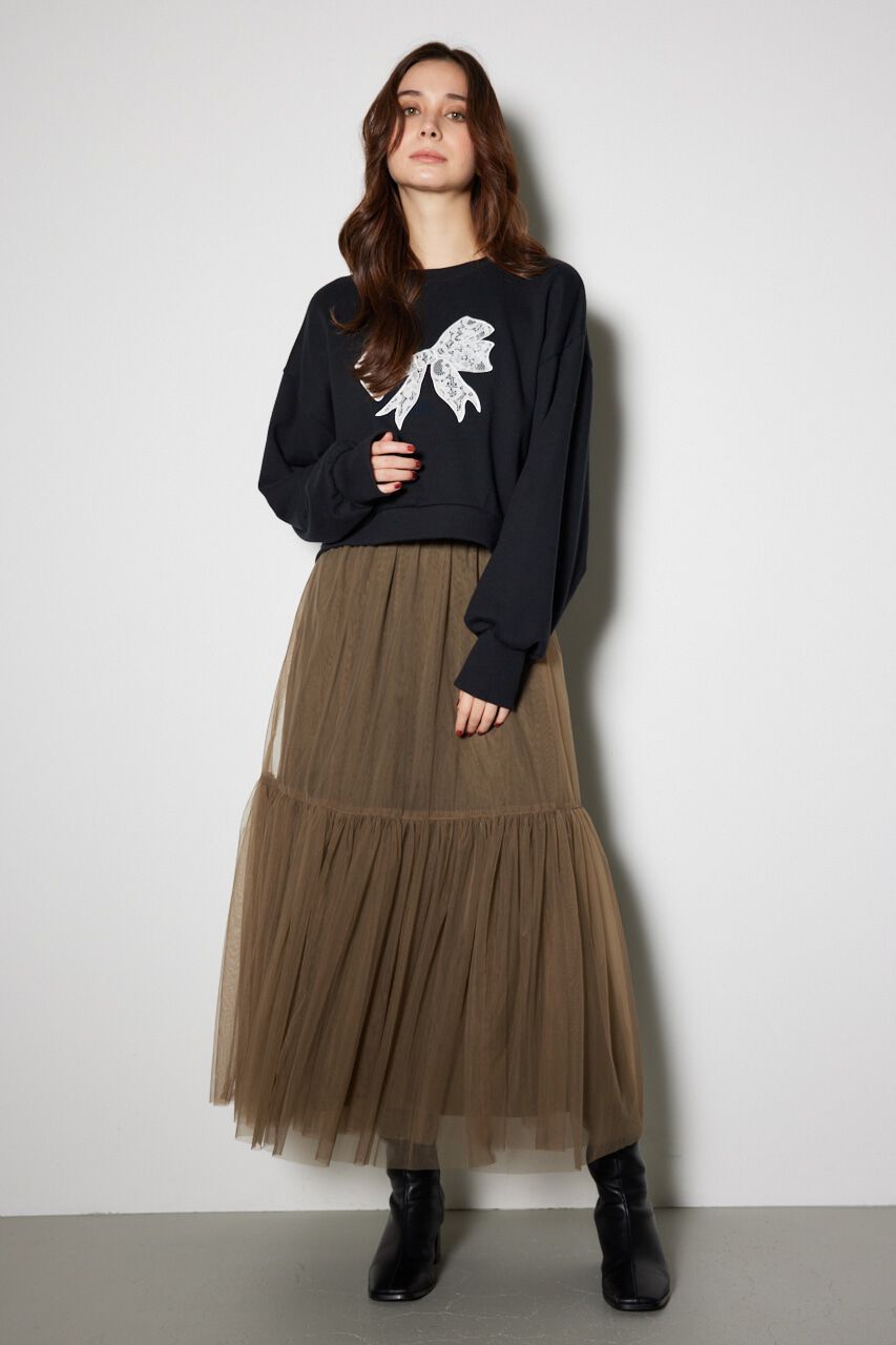 rienda「レースリボンモチーフスウェットトップス」|Tシャツ・カットソー|