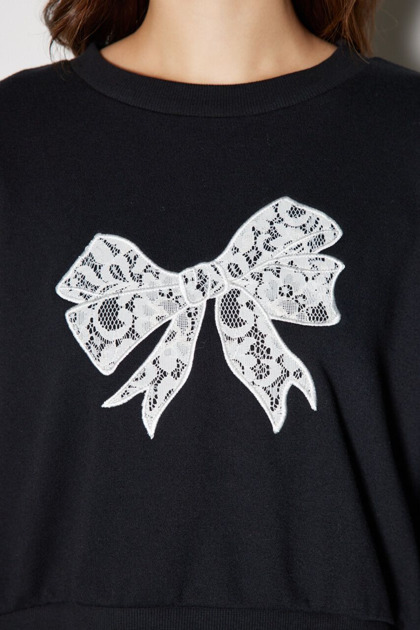 rienda「レースリボンモチーフスウェットトップス」|Tシャツ・カットソー|