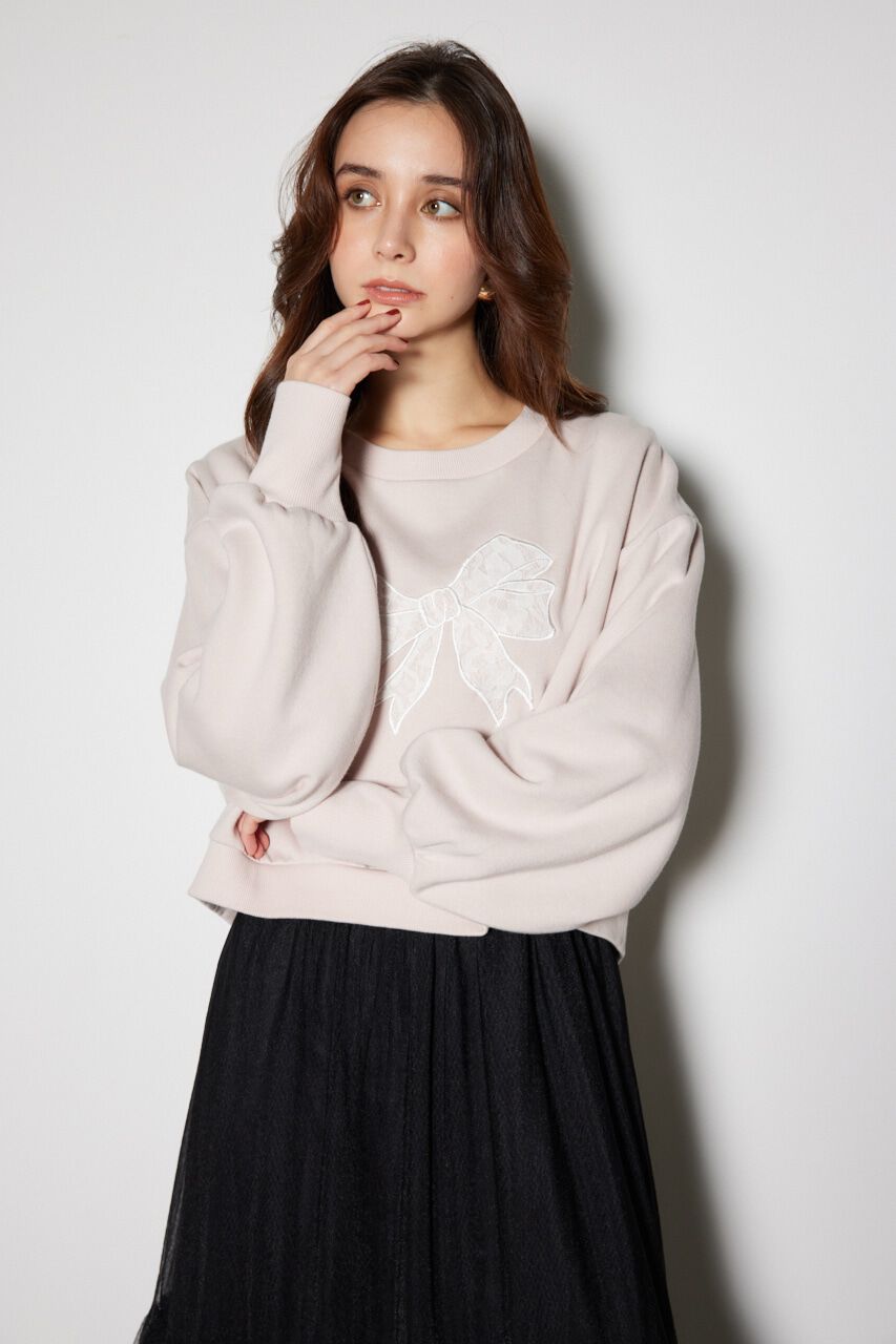 rienda「レースリボンモチーフスウェットトップス」|Tシャツ・カットソー|PNK