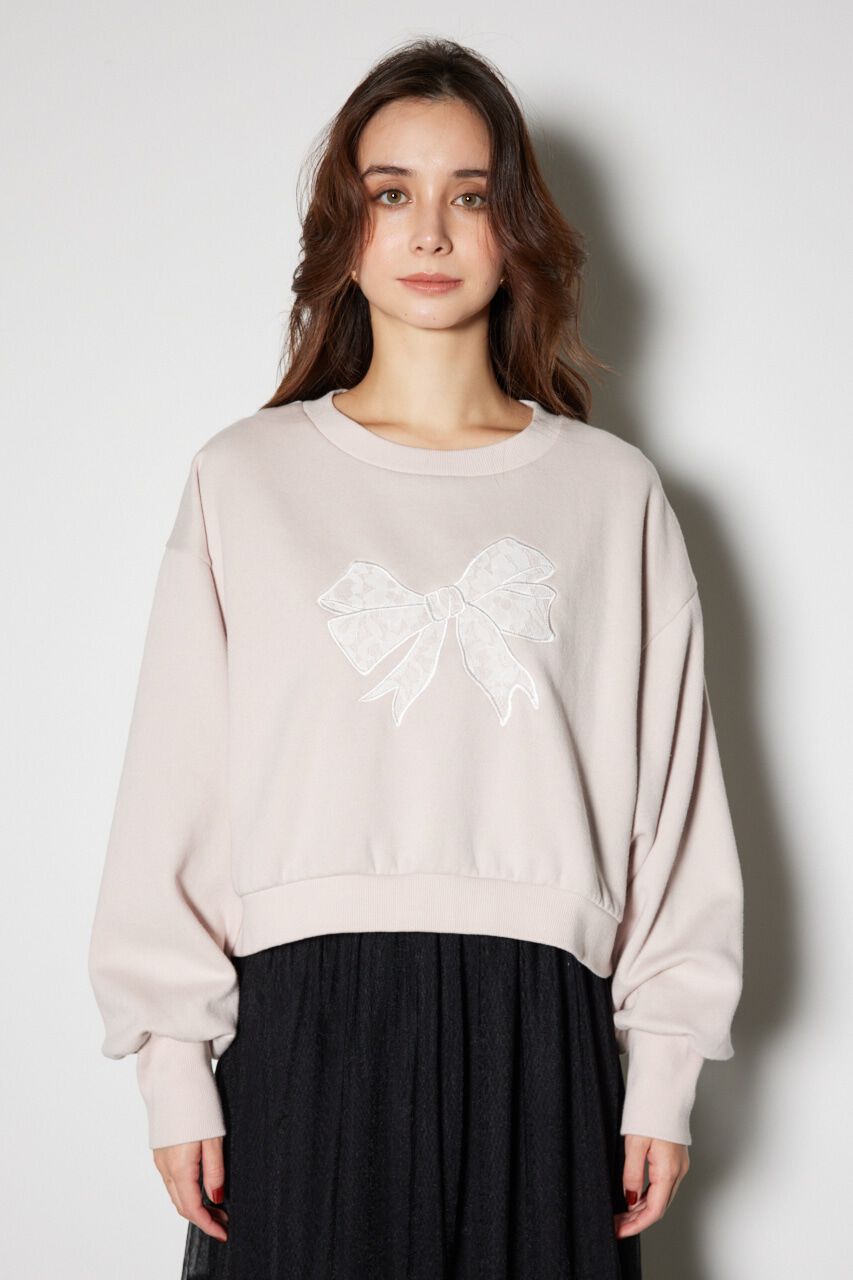 rienda「レースリボンモチーフスウェットトップス」|Tシャツ・カットソー|