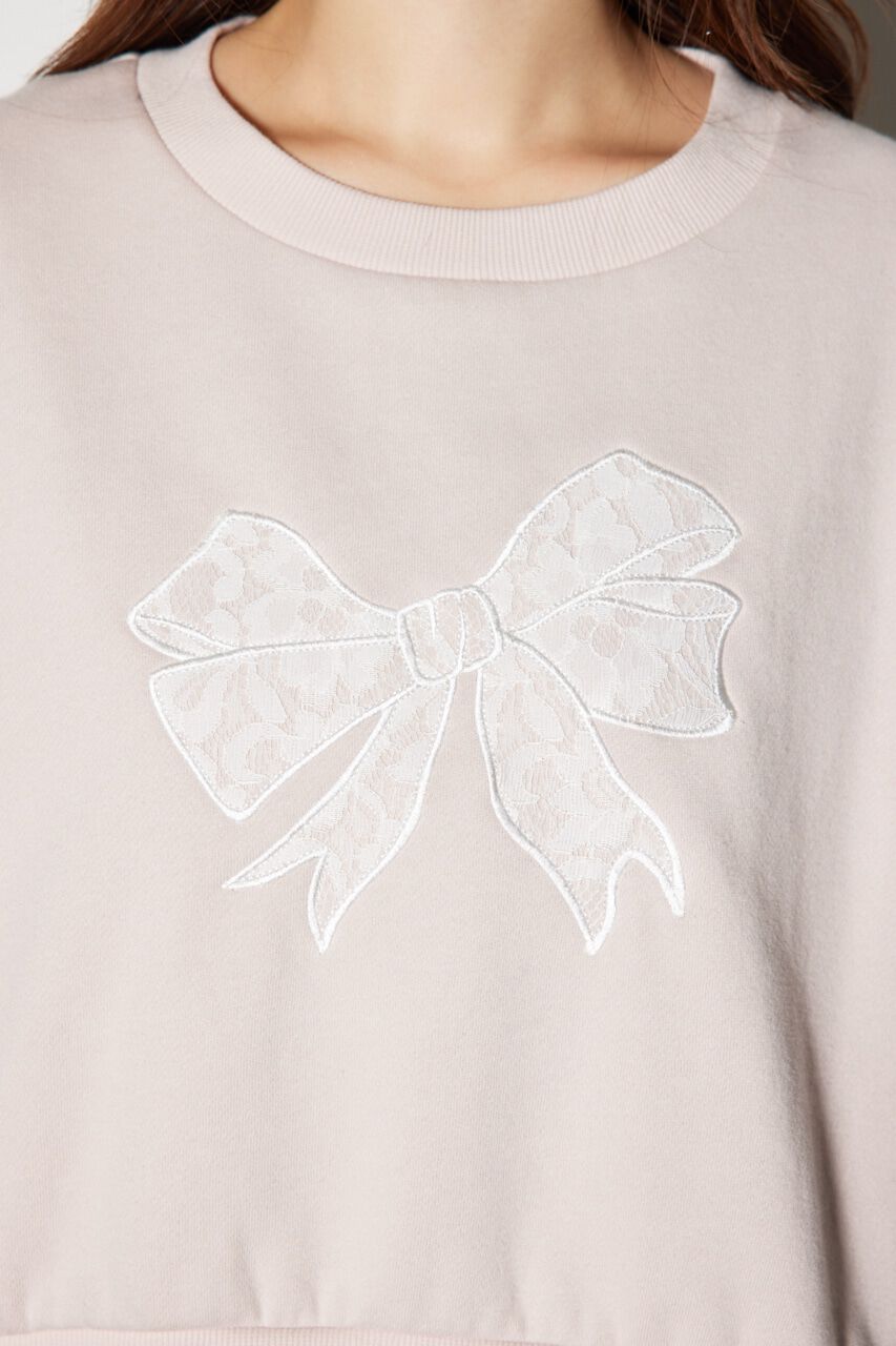 rienda「レースリボンモチーフスウェットトップス」|Tシャツ・カットソー|