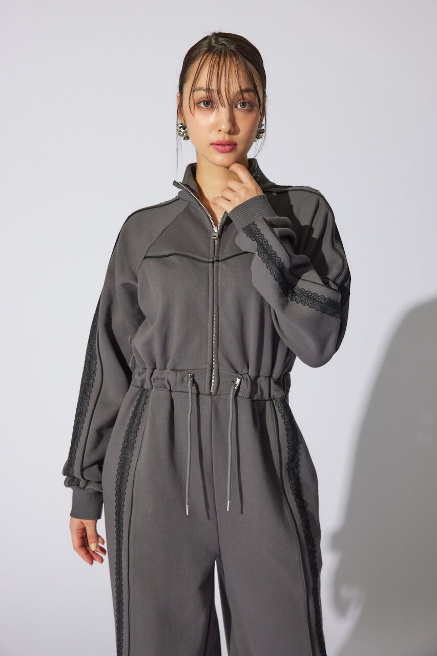 rienda「フロントZIPサイドラインロンパース」|ワンピース|