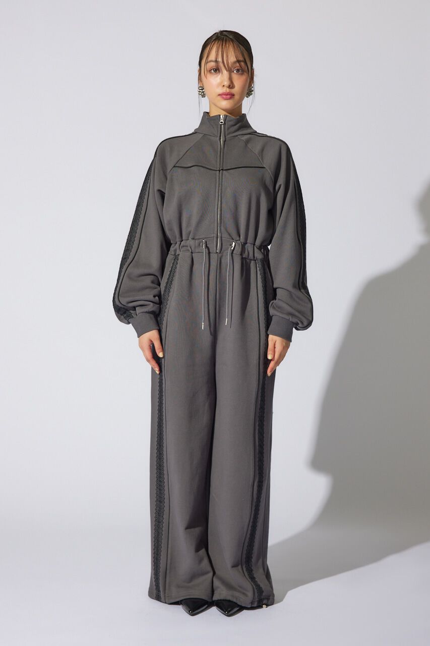 rienda「フロントZIPサイドラインロンパース」|ワンピース|