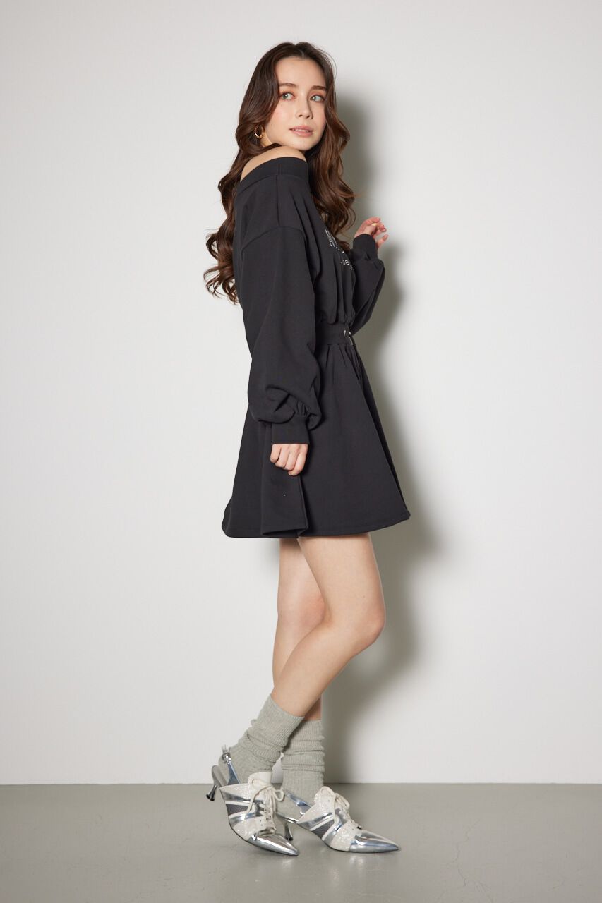 rienda「オフショルダースウェットミニフレアワンピース」|ワンピース|