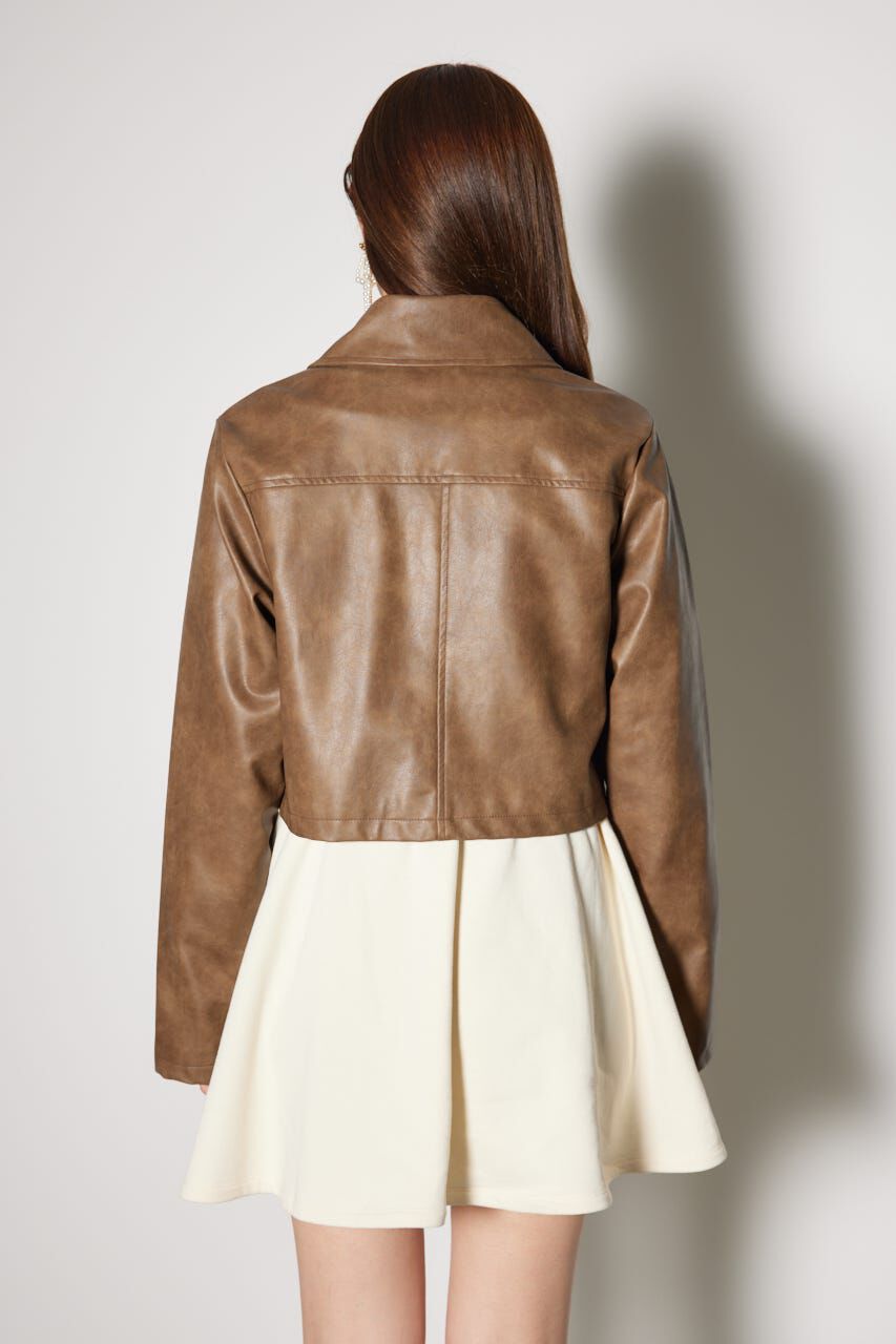 rienda「フェイクレザーポケットデザインショートジャケット」|その他|