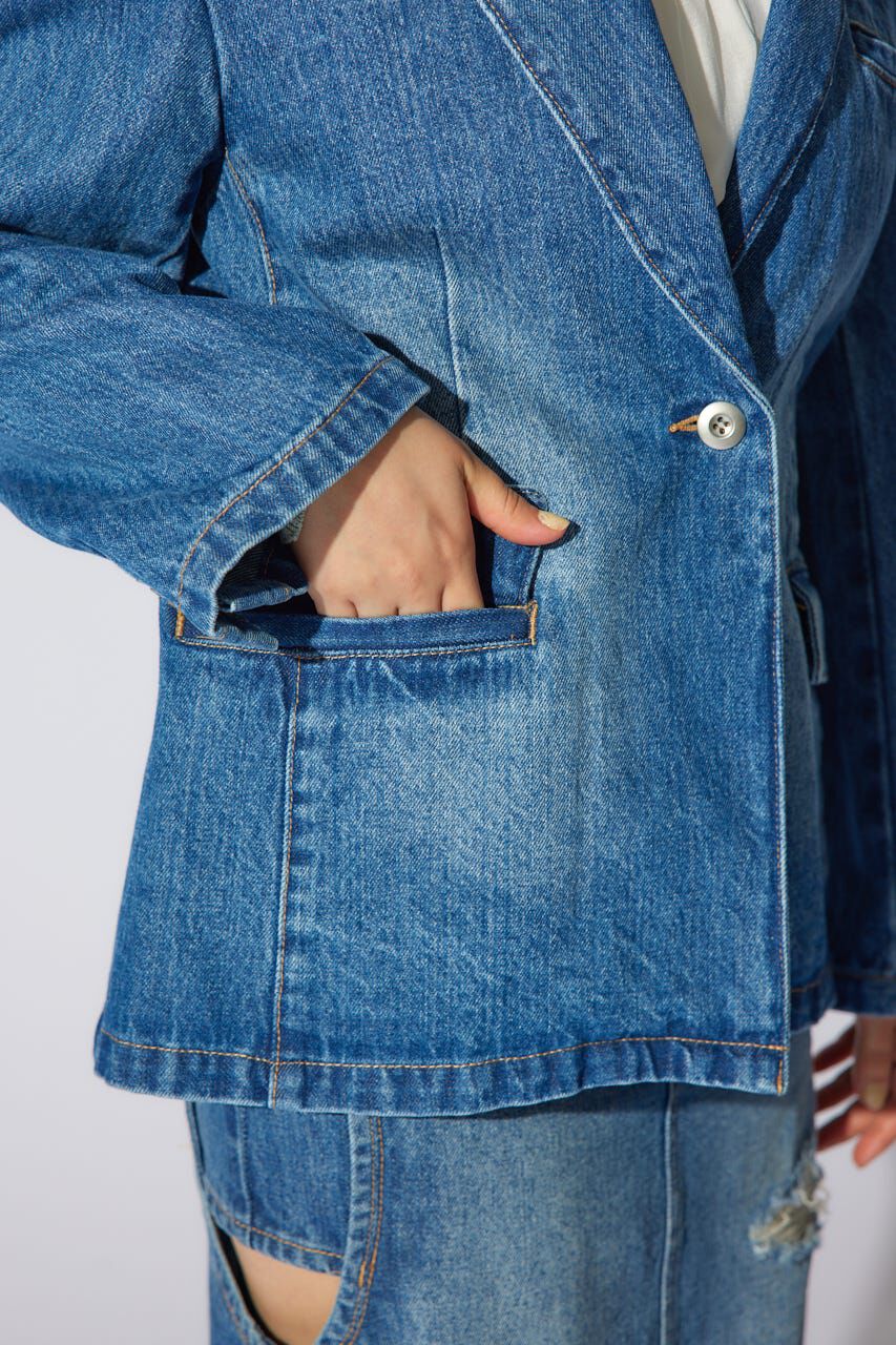 rienda「テーラーカラーデニムジャケット」|デニムジャケット|