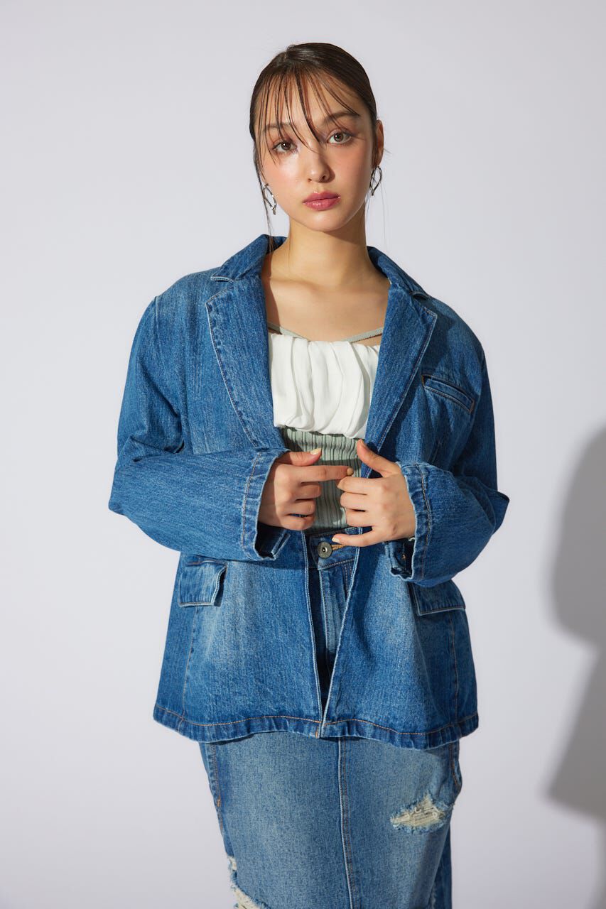 rienda「テーラーカラーデニムジャケット」|デニムジャケット|
