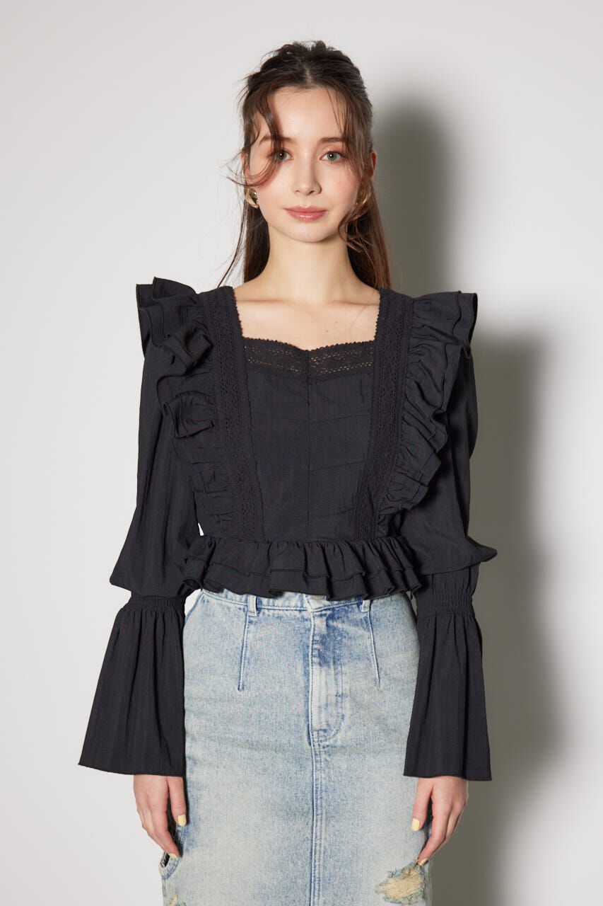 rienda「レースラインペプラムブラウス」|シャツ・ブラウス|