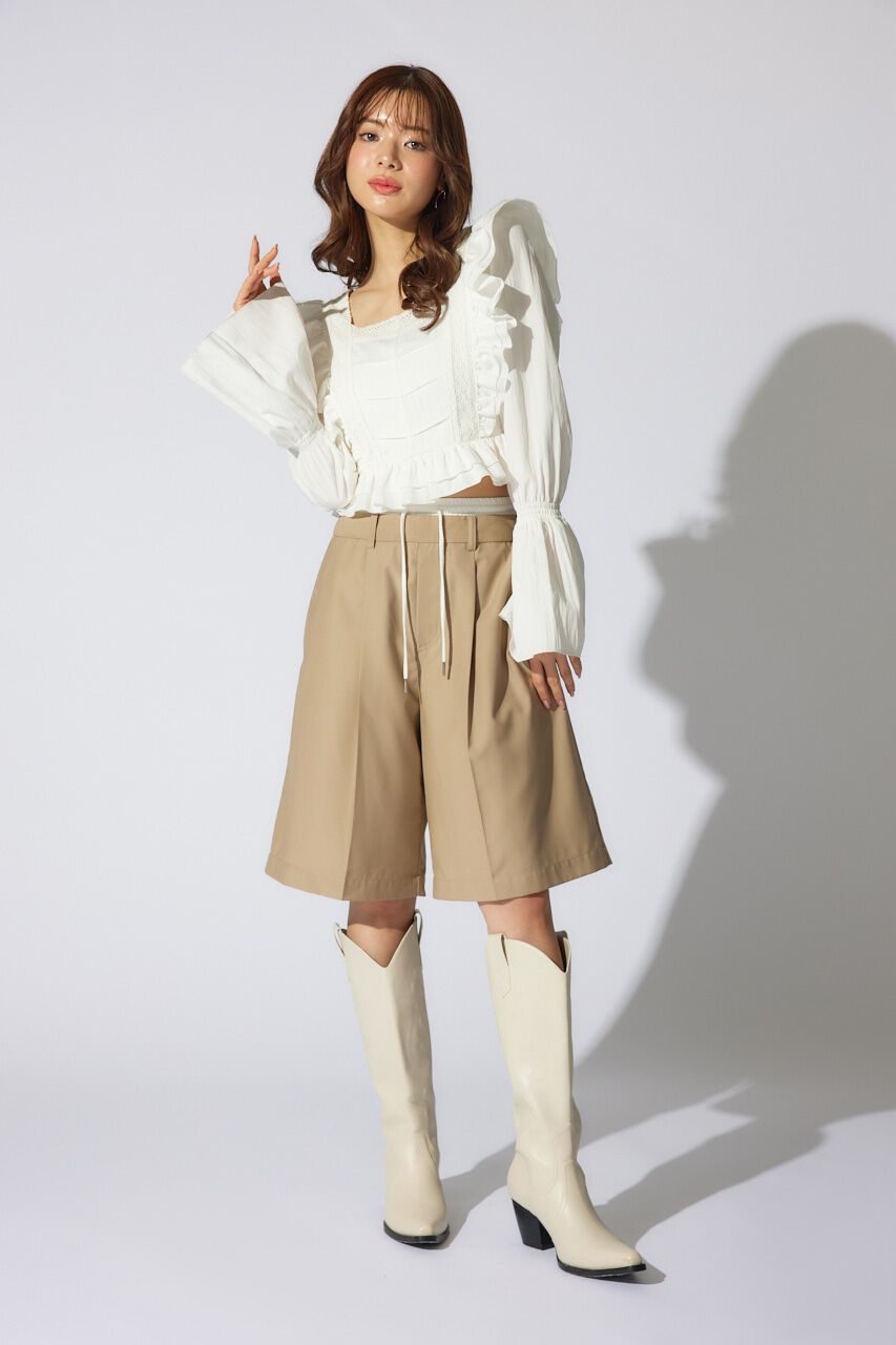 rienda「レイヤードパターンジャストウエストハーフパンツ」|その他|