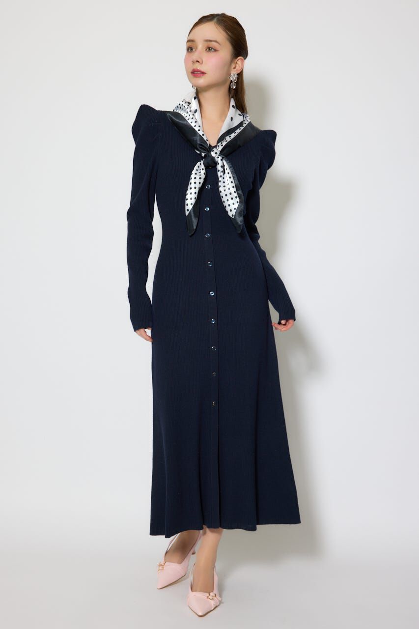 rienda「スカーフ付きマーメイドニットワンピース」|ワンピース|NVY