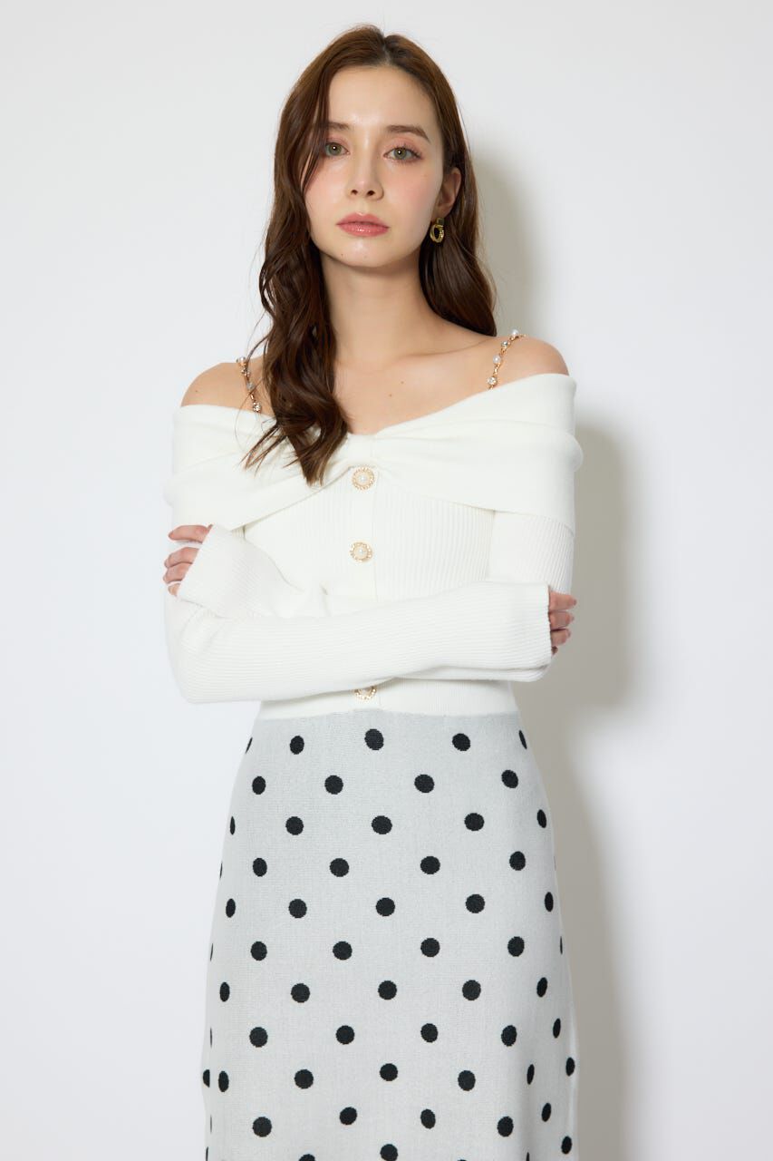 rienda「リボンデザインドットニットワンピース」|ワンピース|