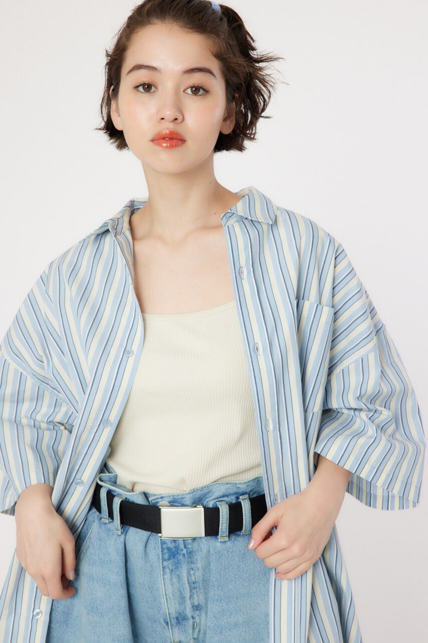 RODEO CROWNS「マルチストライプ ルーズハーフスリーブシャツ」|シャツ・ブラウス|