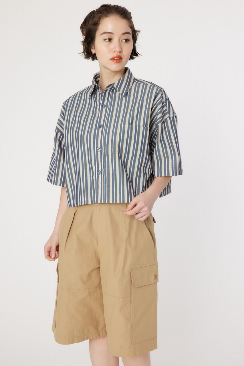 RODEO CROWNS「マルチストライプ ルーズハーフスリーブシャツ」|シャツ・ブラウス|