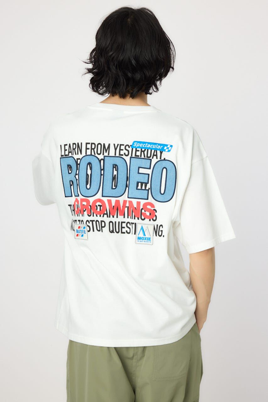 RODEO CROWNS「メンズOverlap デニムアップリケTシャツ」|Tシャツ・カットソー|O/WHT1