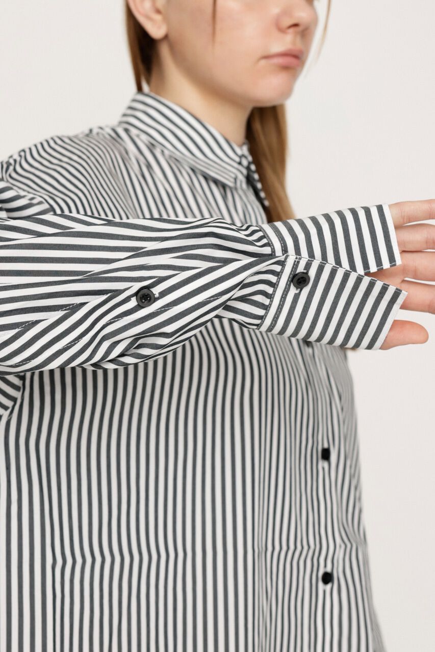 SLY「LOOSE OVER ARMSLIT STRIPE シャツ」|シャツ・ブラウス|