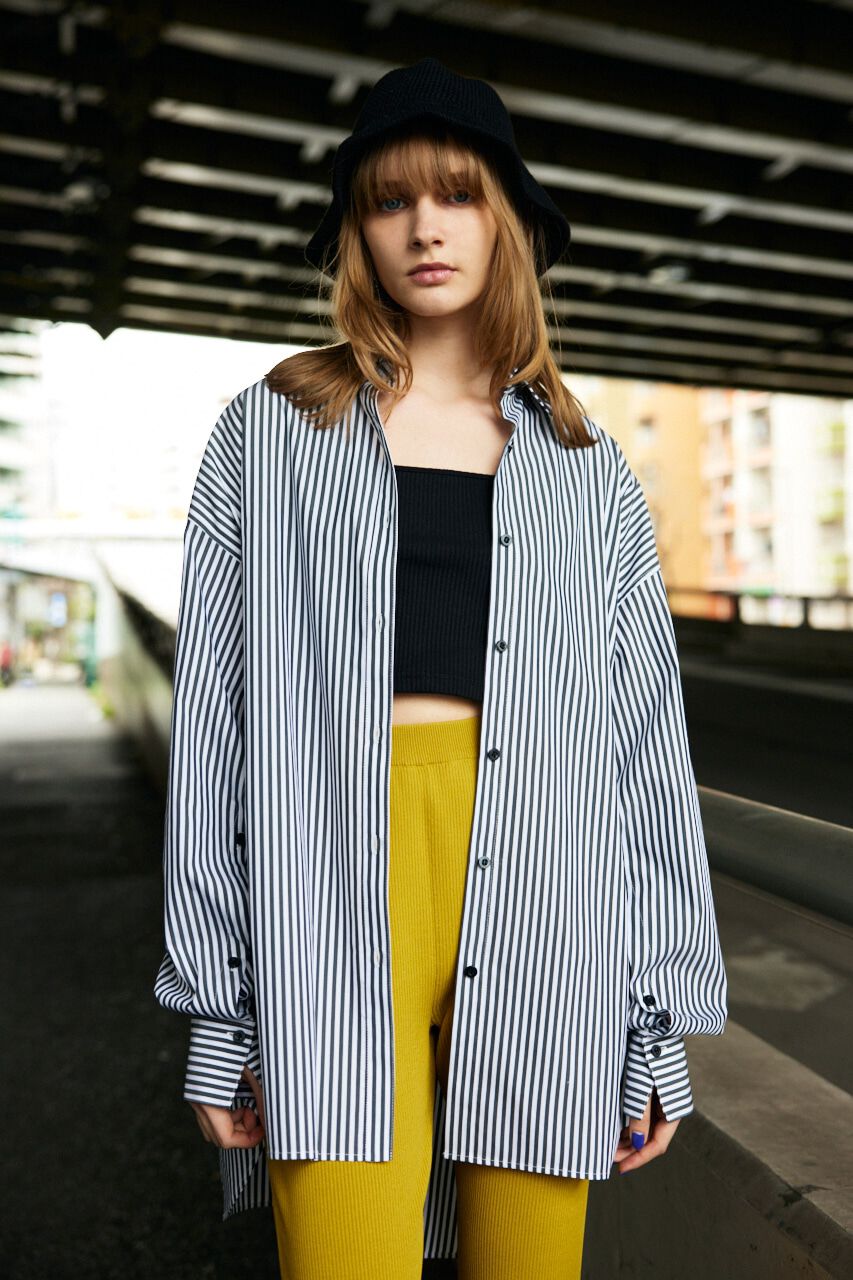 SLY「LOOSE OVER ARMSLIT STRIPE シャツ」|シャツ・ブラウス|