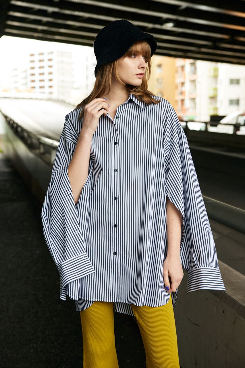 SLY「LOOSE OVER ARMSLIT STRIPE シャツ」|シャツ・ブラウス|