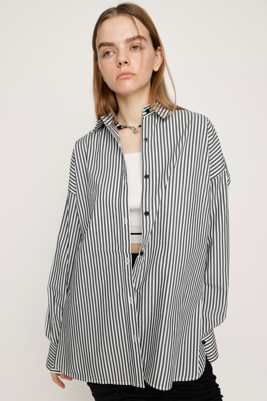 SLY「LOOSE OVER ARMSLIT STRIPE シャツ」|シャツ・ブラウス|