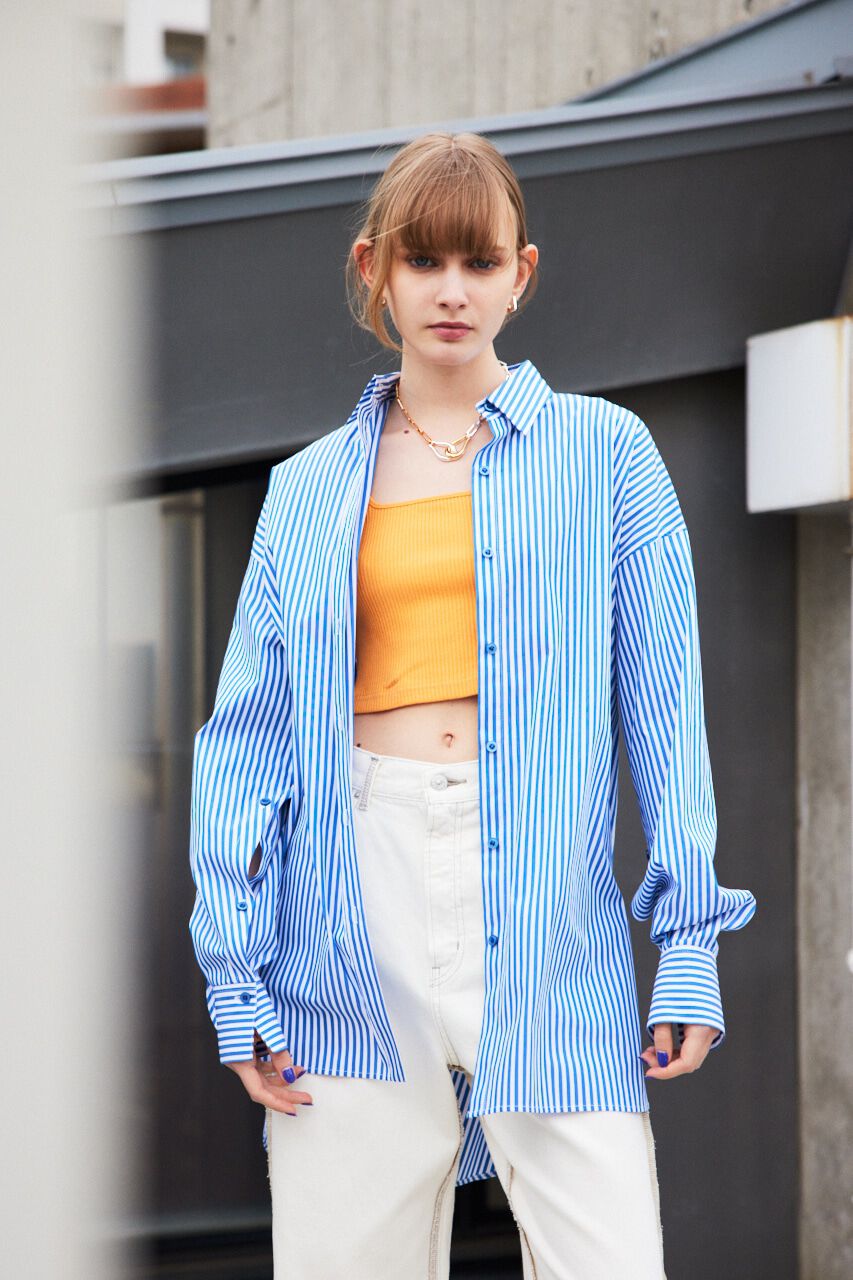 SLY「LOOSE OVER ARMSLIT STRIPE シャツ」|シャツ・ブラウス|
