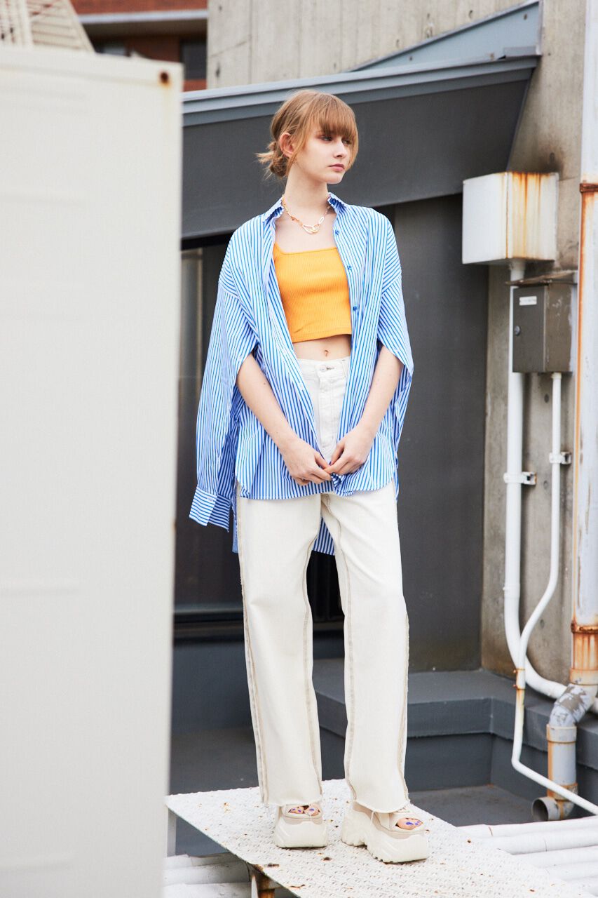 SLY「LOOSE OVER ARMSLIT STRIPE シャツ」|シャツ・ブラウス|