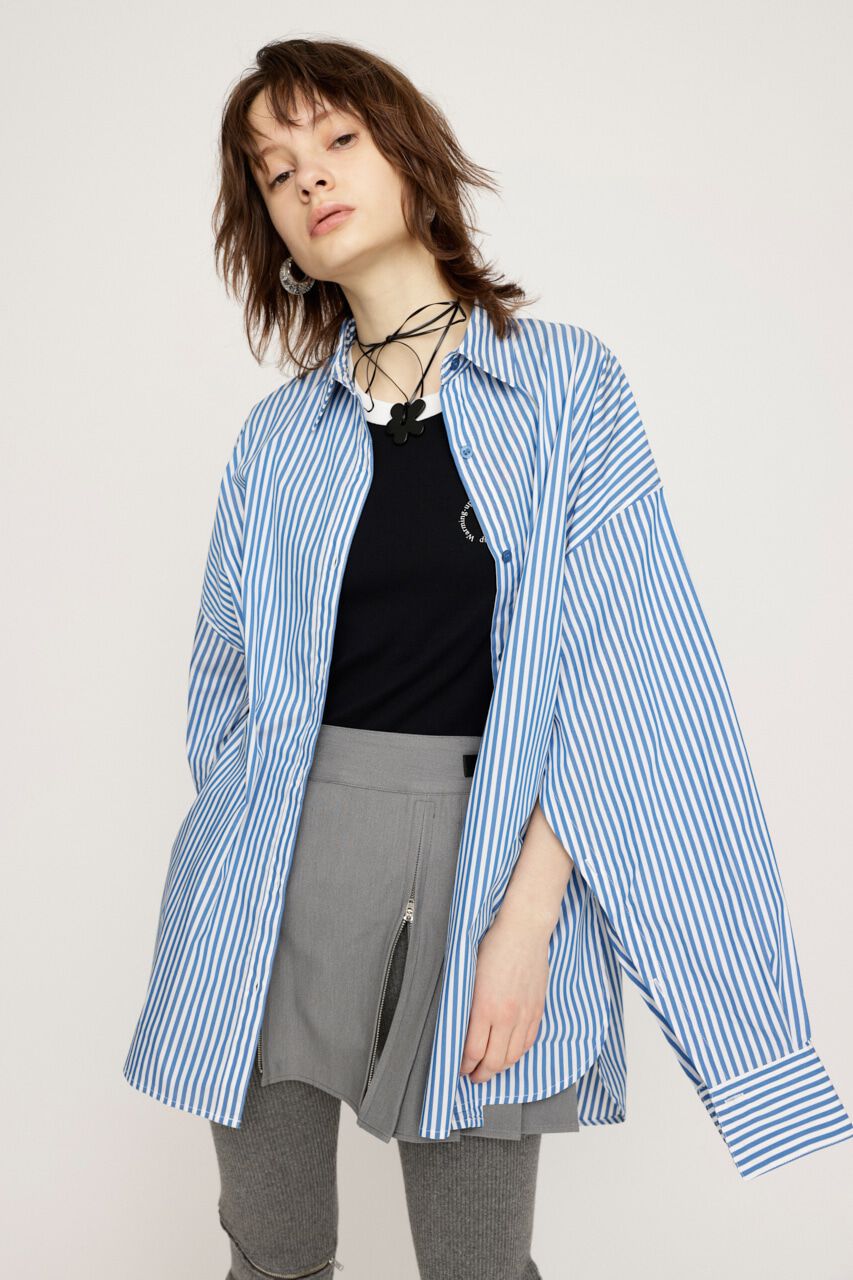 SLY「LOOSE OVER ARMSLIT STRIPE シャツ」|シャツ・ブラウス|