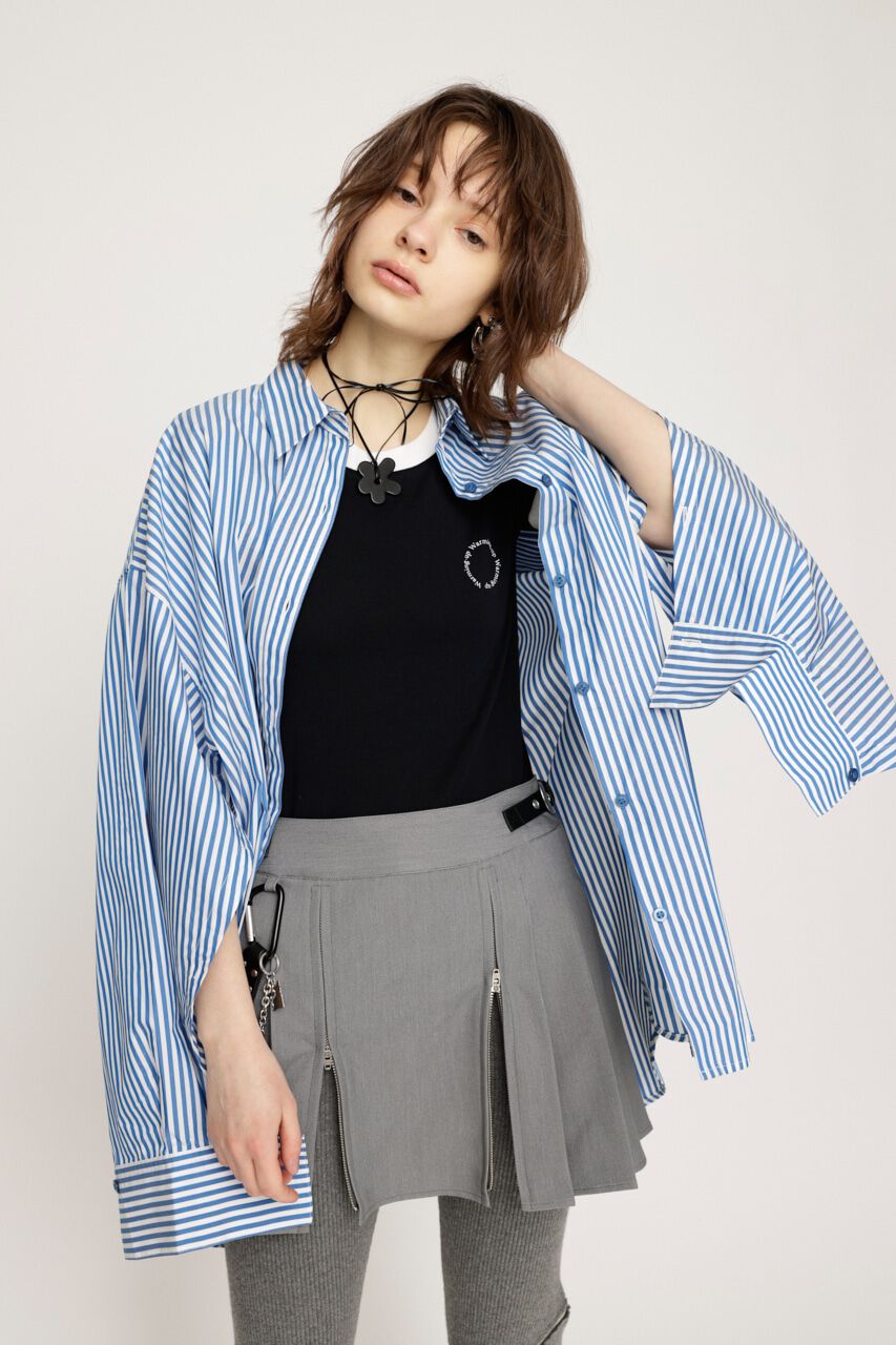 SLY「LOOSE OVER ARMSLIT STRIPE シャツ」|シャツ・ブラウス|