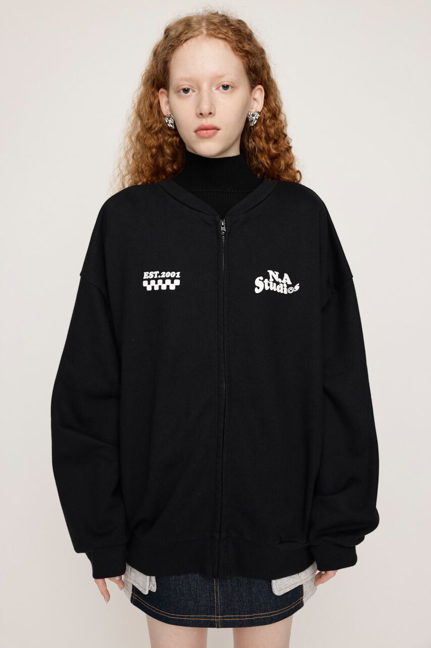 SLY「W FRONT LOGO ZIP UP スウェット」|Tシャツ・カットソー|BLK