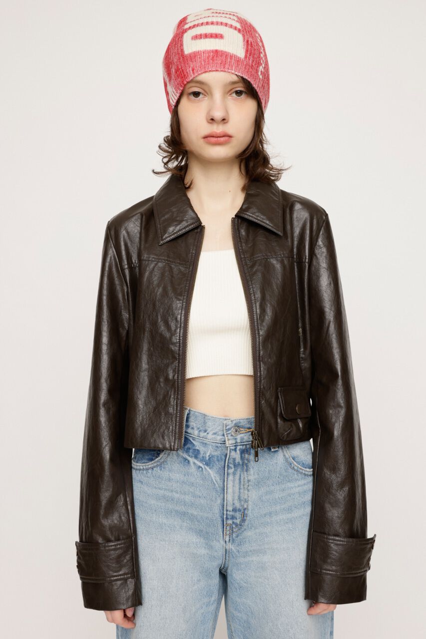 SLY「CROP F／LEATHER ZIP ジャケット」|その他|
