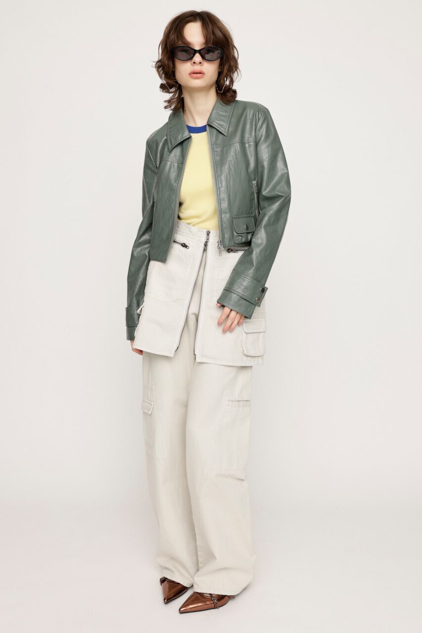 SLY「CROP F／LEATHER ZIP ジャケット」|その他|