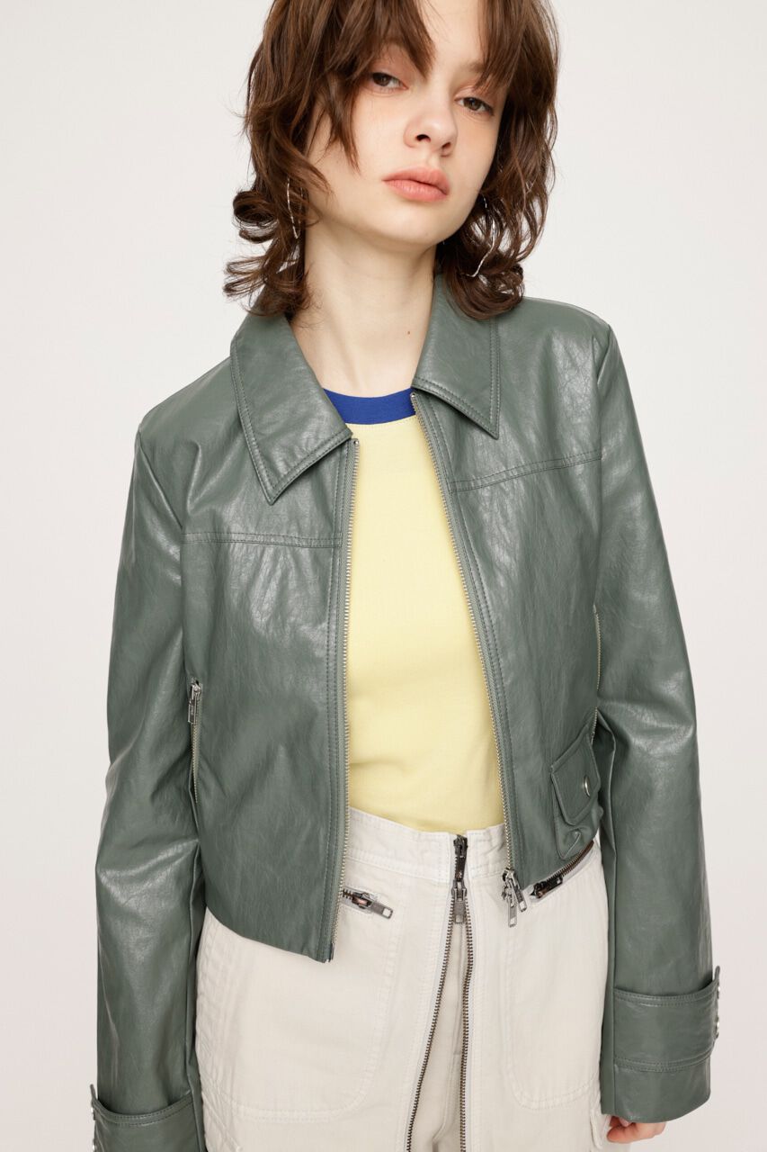 SLY「CROP F／LEATHER ZIP ジャケット」|その他|