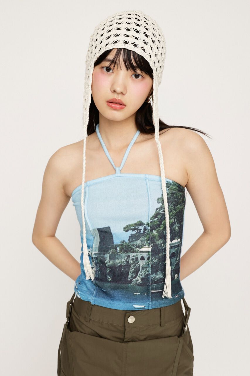 SLY「PHOTO PRINT BARE トップス」|チューブトップ|