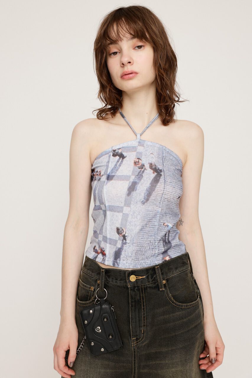 SLY「PHOTO PRINT BARE トップス」|チューブトップ|M/GRY7