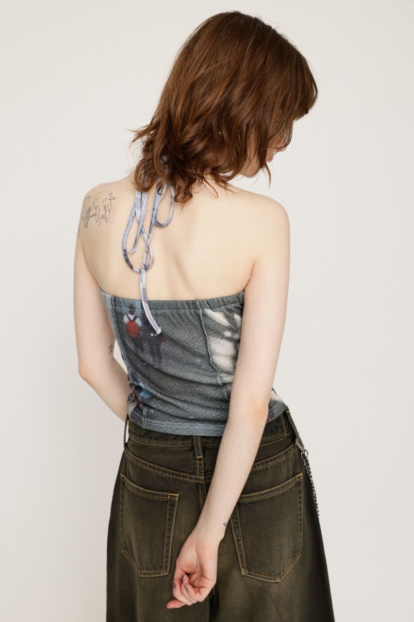 SLY「PHOTO PRINT BARE トップス」|チューブトップ|