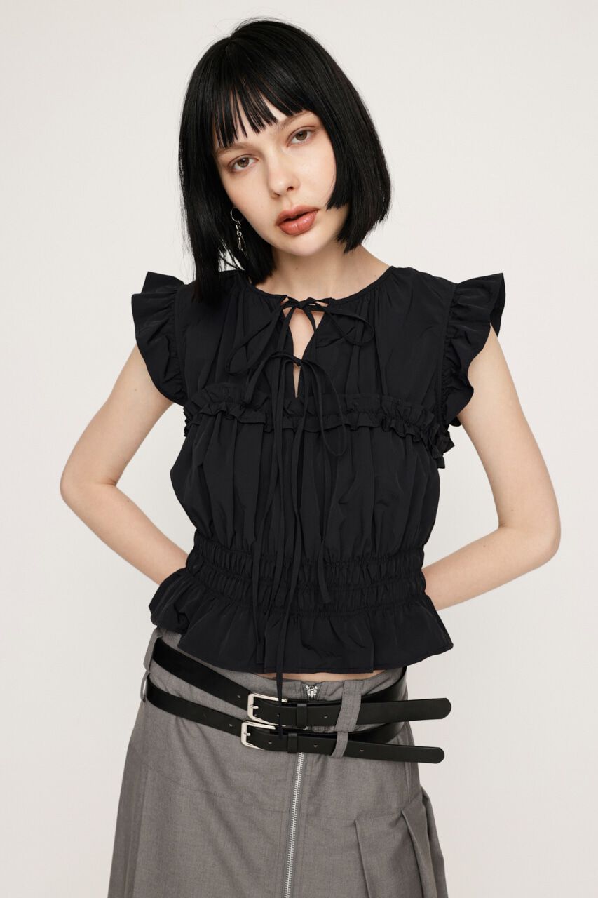 SLY「2WAY RIBBON FRILL トップス」|タンクトップ|BLK