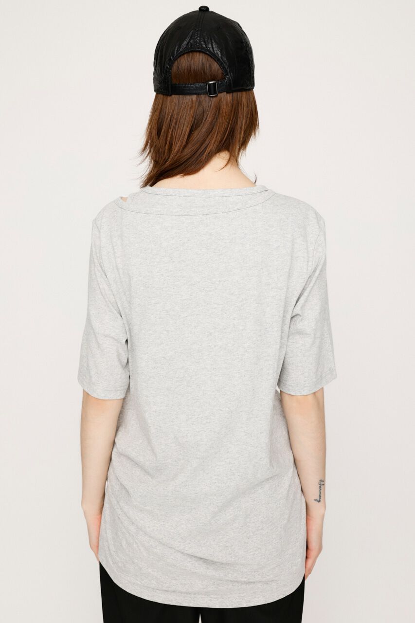 SLY「CROSS NECK SHIRRING HEM トップス」|Tシャツ・カットソー|