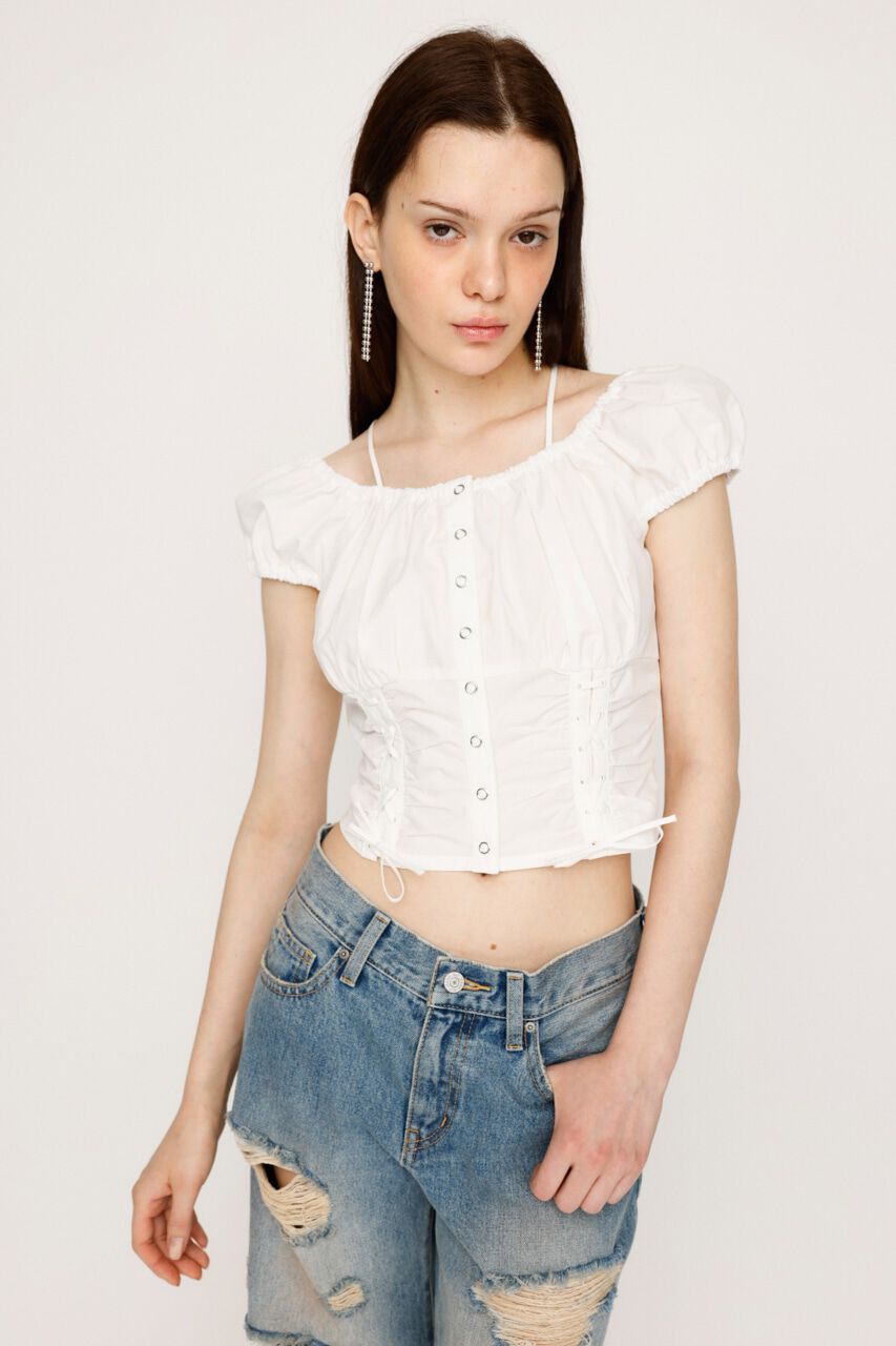 SLY「FRONT LACE UP ブラウス」|シャツ・ブラウス|O/WHT1