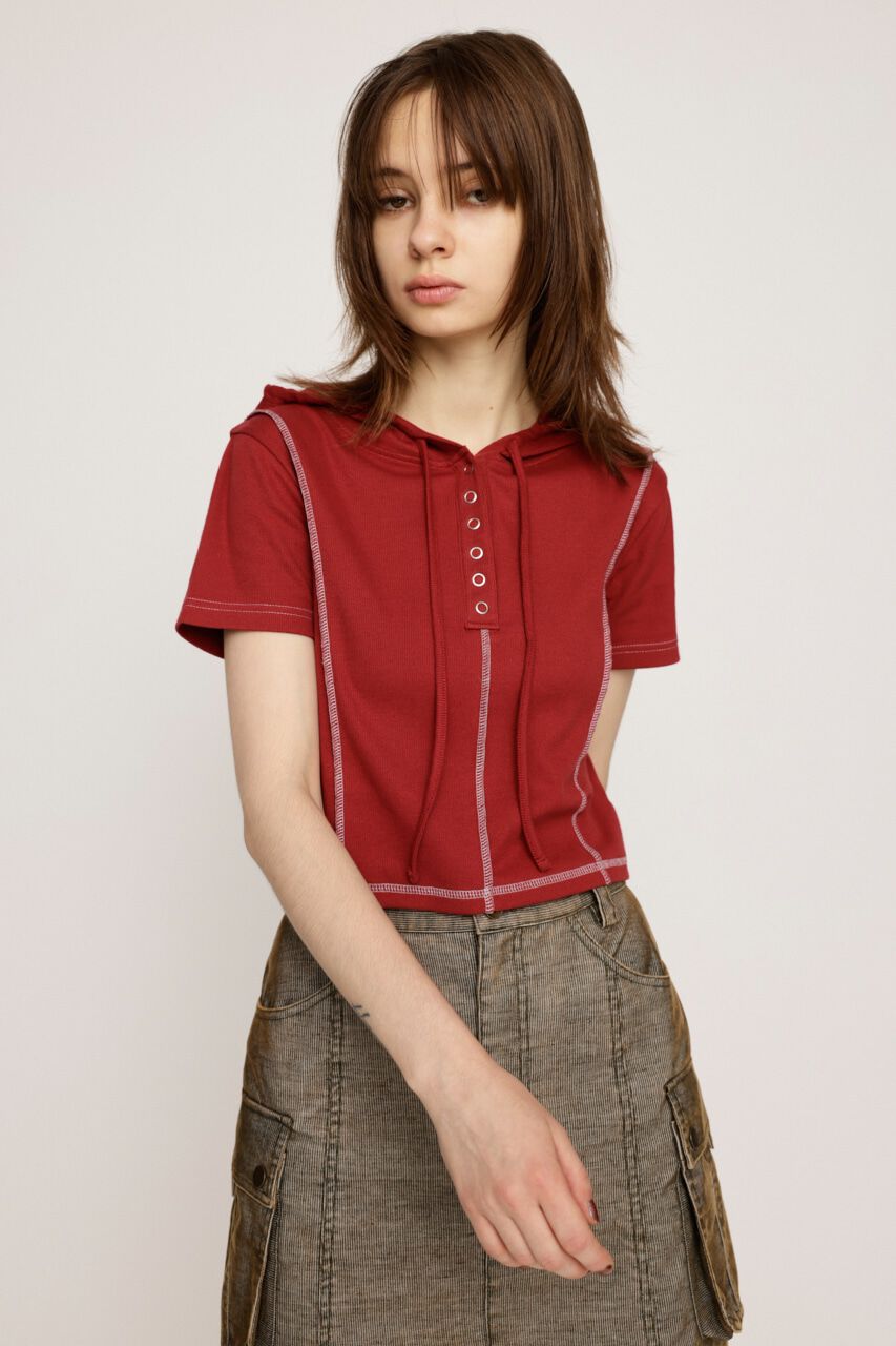 SLY「ROCK SEAM HOODIE」|Tシャツ・カットソー|RED