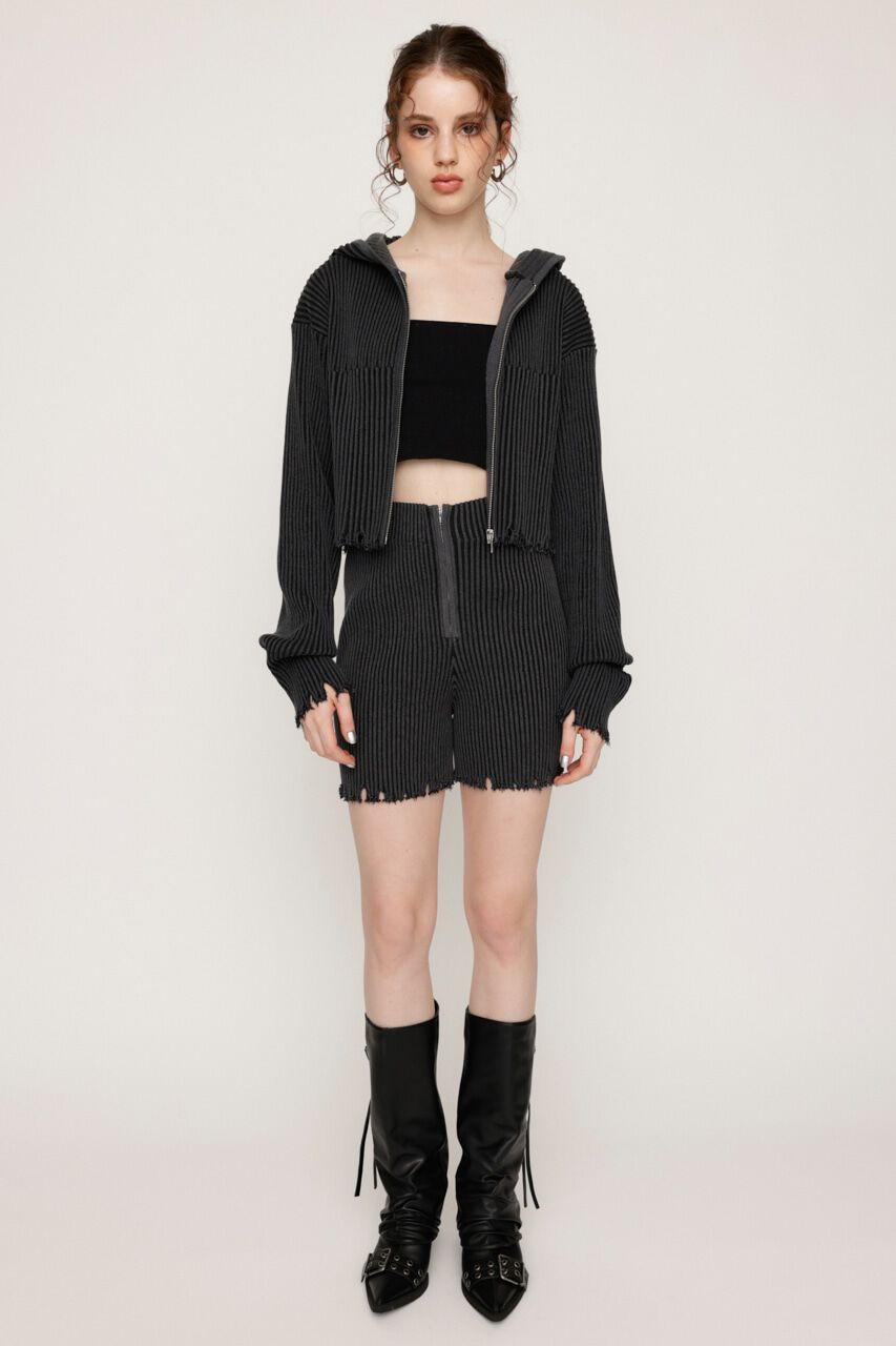 SLY「CRUSH KNIT HOODIE」|カーディガン|
