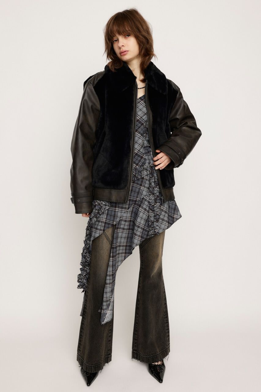 SLY「FAUX FUR DOCKING G-1 ジャケット」|ブルゾン・スタジャン|