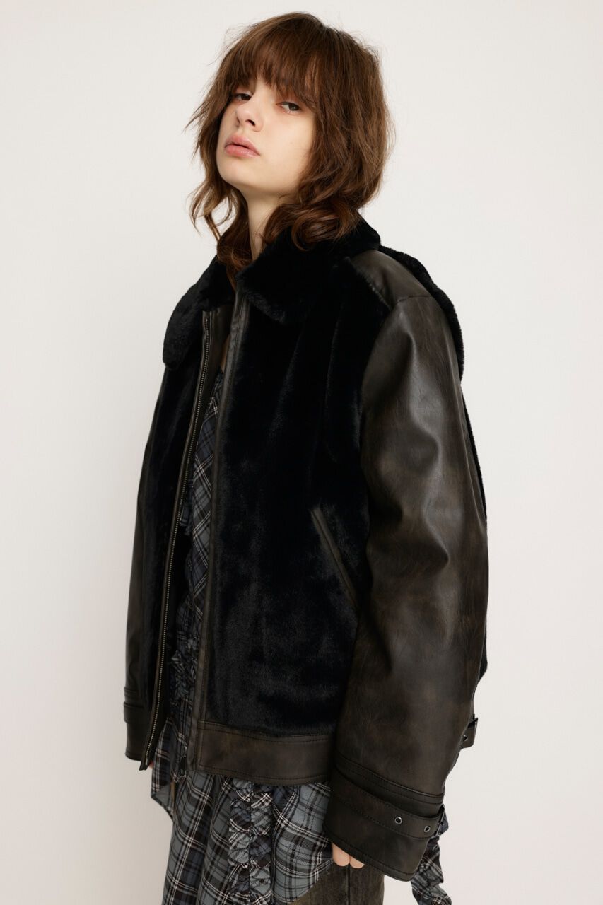 SLY「FAUX FUR DOCKING G-1 ジャケット」|ブルゾン・スタジャン|