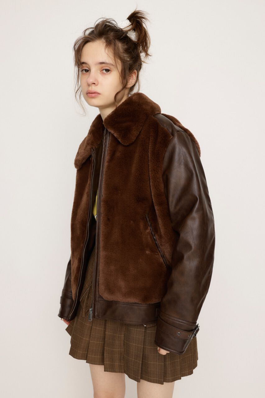 SLY「FAUX FUR DOCKING G-1 ジャケット」|ブルゾン・スタジャン|