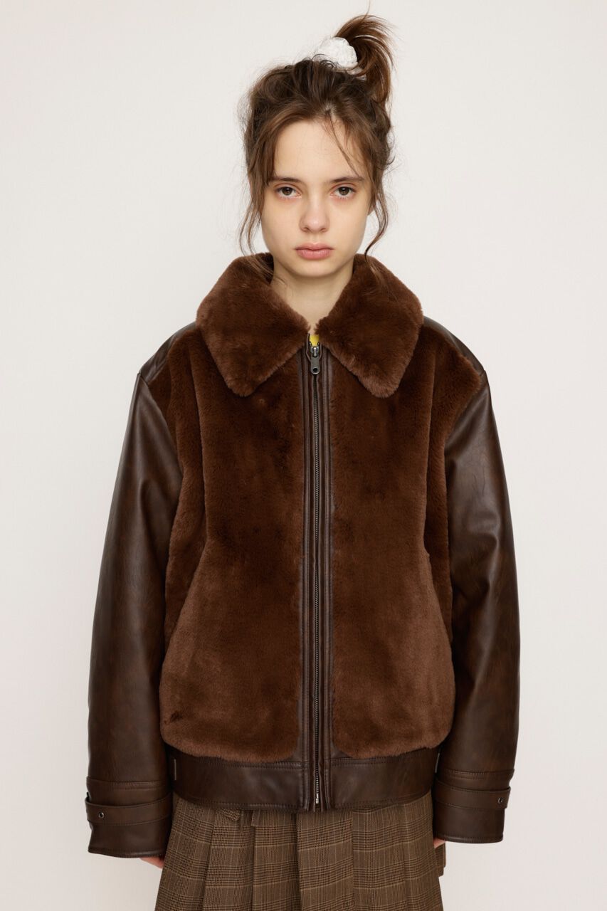 SLY「FAUX FUR DOCKING G-1 ジャケット」|ブルゾン・スタジャン|