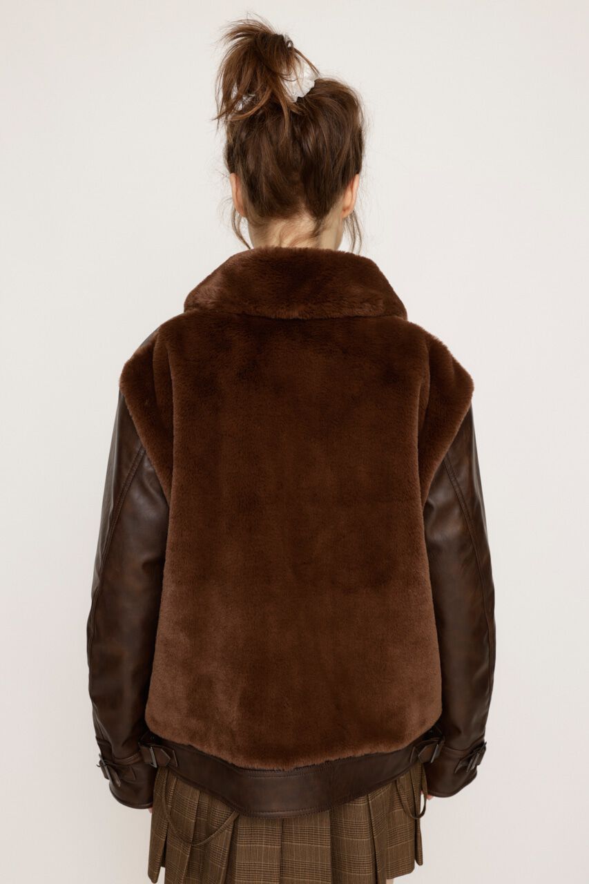 SLY「FAUX FUR DOCKING G-1 ジャケット」|ブルゾン・スタジャン|