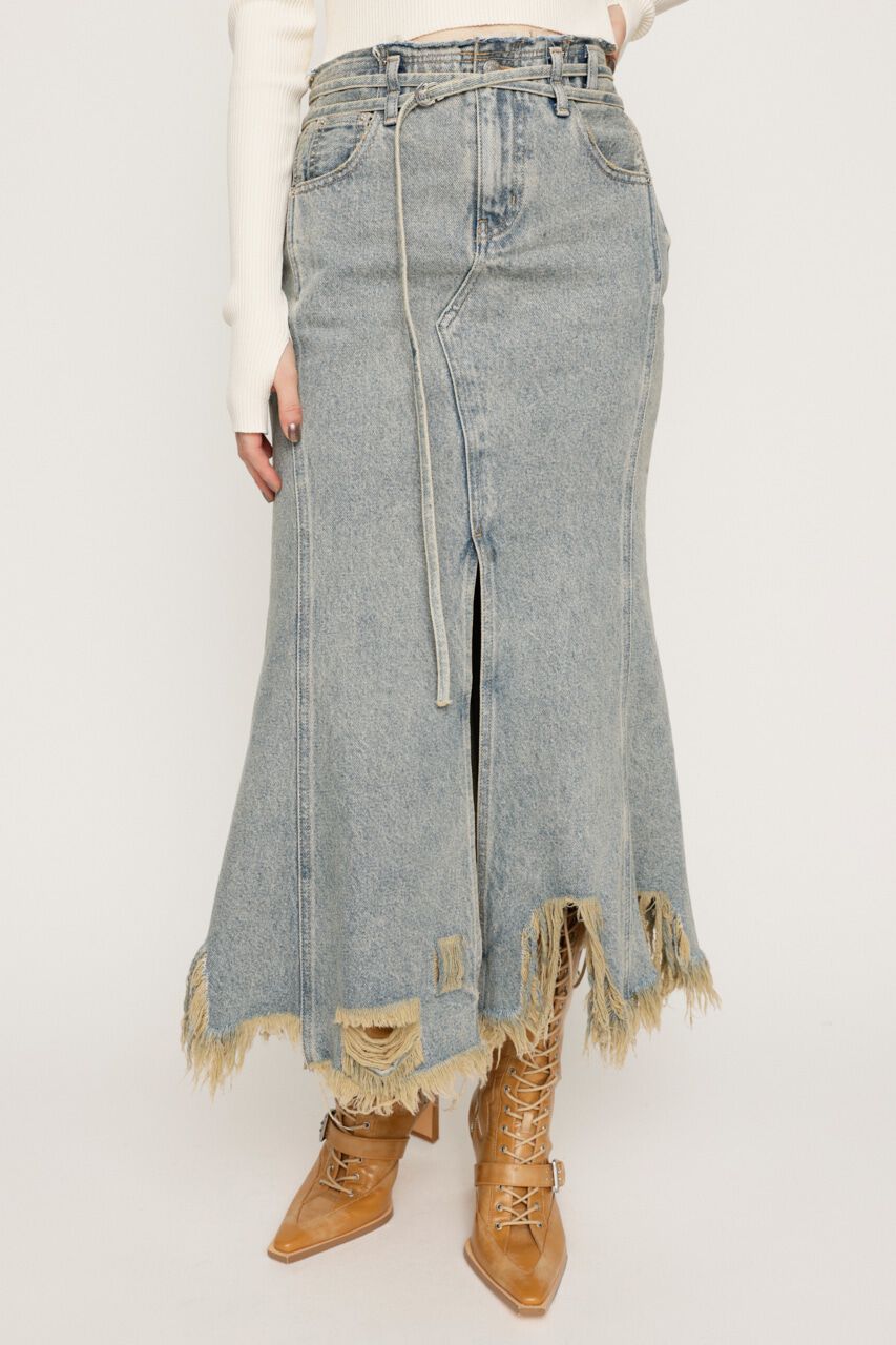 SLY「L／W DEEP DAMAGE MERMAID ロングスカート」|スカート|L/BLU1
