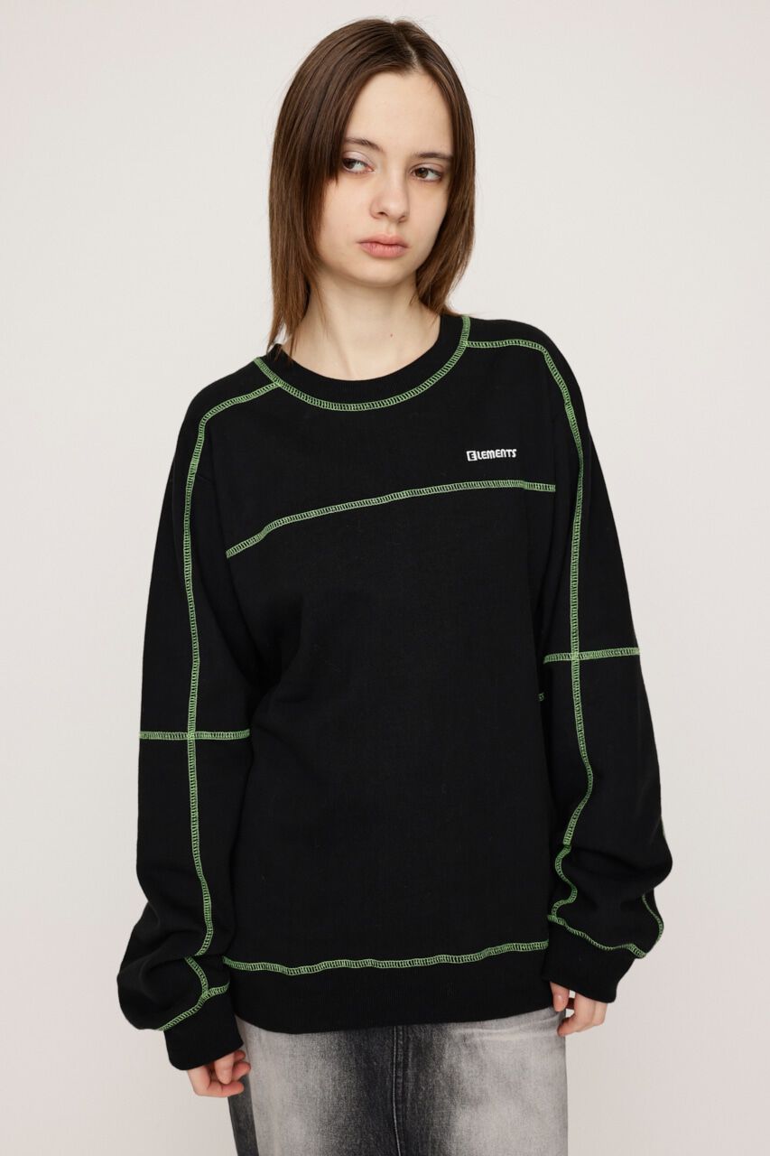 SLY「BI COLOR STITCH SW トップス」|Tシャツ・カットソー|BLK