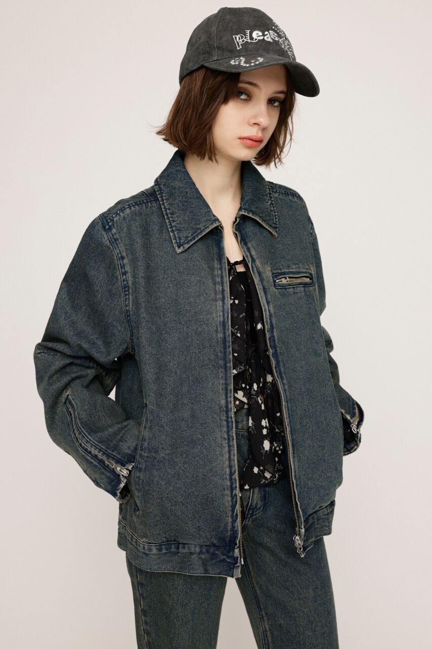 SLY「FRONT ZIP BOXY BZ-BE」|デニムジャケット|BLU