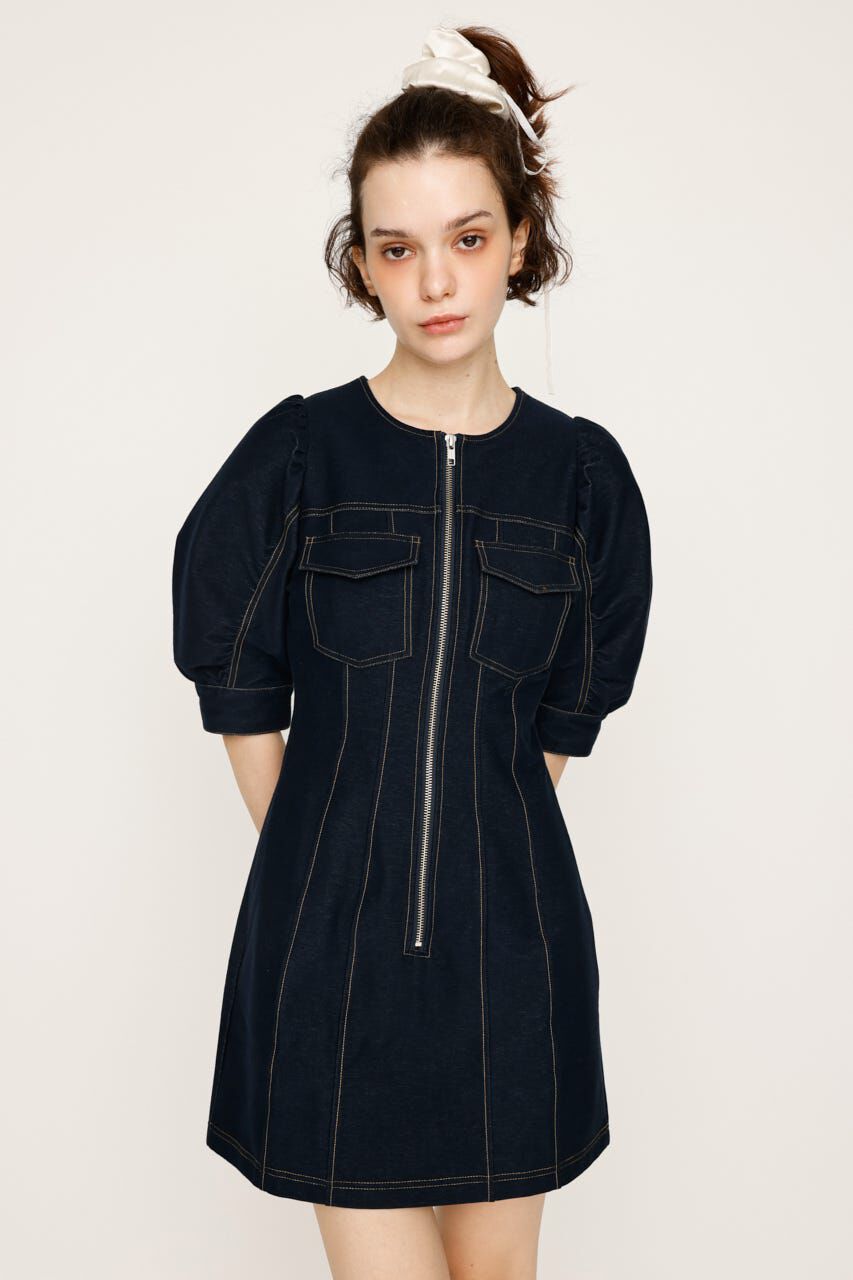 SLY「BICOLOR STITCH ショートワンピース」|ワンピース|NVY